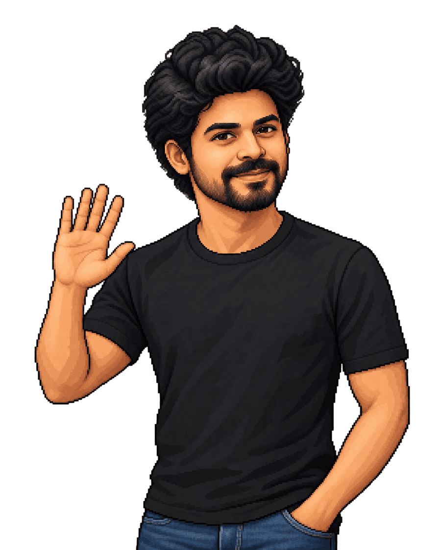 Illustration of Vinesh waving hello